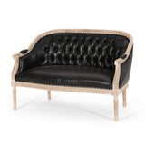 Loveseat Chesterfield Tufted PU Leather Black 49.5in