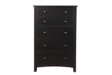 Black 5 Drawer Tall Chest of Drawers Pine Veneer Bedroom