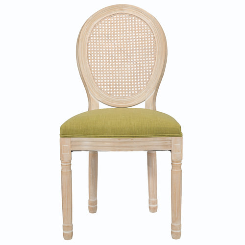 French Country Dining Chairs Set of 2 Green Rattan