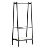(Black) Solid Oak Wood Clothes Rack, Black Rattan Hanger Rack-clothes Rack