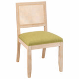 Olive Green Rattan Dining Chairs Set of 2 Mid Century Modern
