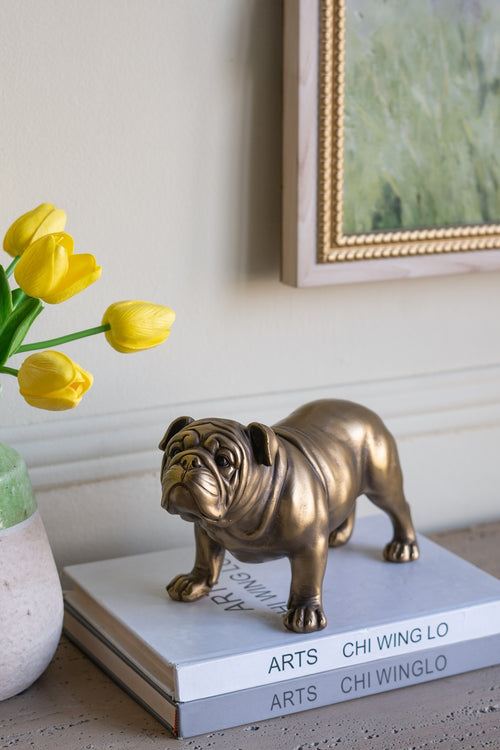 10x5x6' Vintage Lifelike French Bulldog Figurine with Copper Finish, Animal Dog