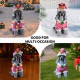 Christmas Poodle Statue, Holiday Dog Figurine in Pink Santa Outfit
