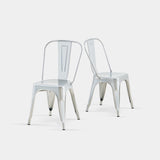 Set of 2 Silver Industrial Metal Dining Chairs 18" Seat Height