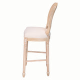 French Country 30" Bar Stools Set of 2 Beige Rattan Linen