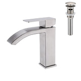 Waterfall Spout Single Handle Bathroom Sink Faucet Pop-Up Drain