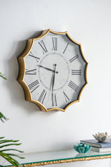 Vintage Roman Numeral Wall Clock Gold Trim 23.5 inch