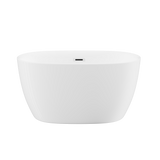 47in Gloss White Acrylic Freestanding Oval Bathtub, Chrome Overflow and Drain