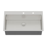33 Inch Topmount Sink - 33" x 19" x 9" Drop in Stainless Steel Kitchen Sink