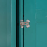 Twin Size Rotating Wall Murphy Beds with Bookshelf, Top Cabinet, Extendable Desk & Side Storage, Teal