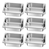 6 Pack Stainless Steam Hotel Pans, 1/2 Size Table Steam Pan