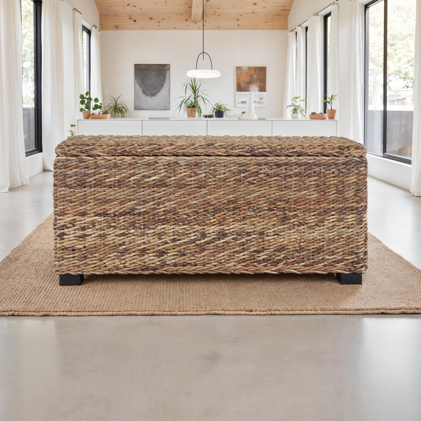 Rattan Wicker Woven Banana Leaf Storage Trunk