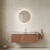48' Bathroom Vanity with Sink, Floating Plywood Cabinet Light Gray Sintered Stone Top