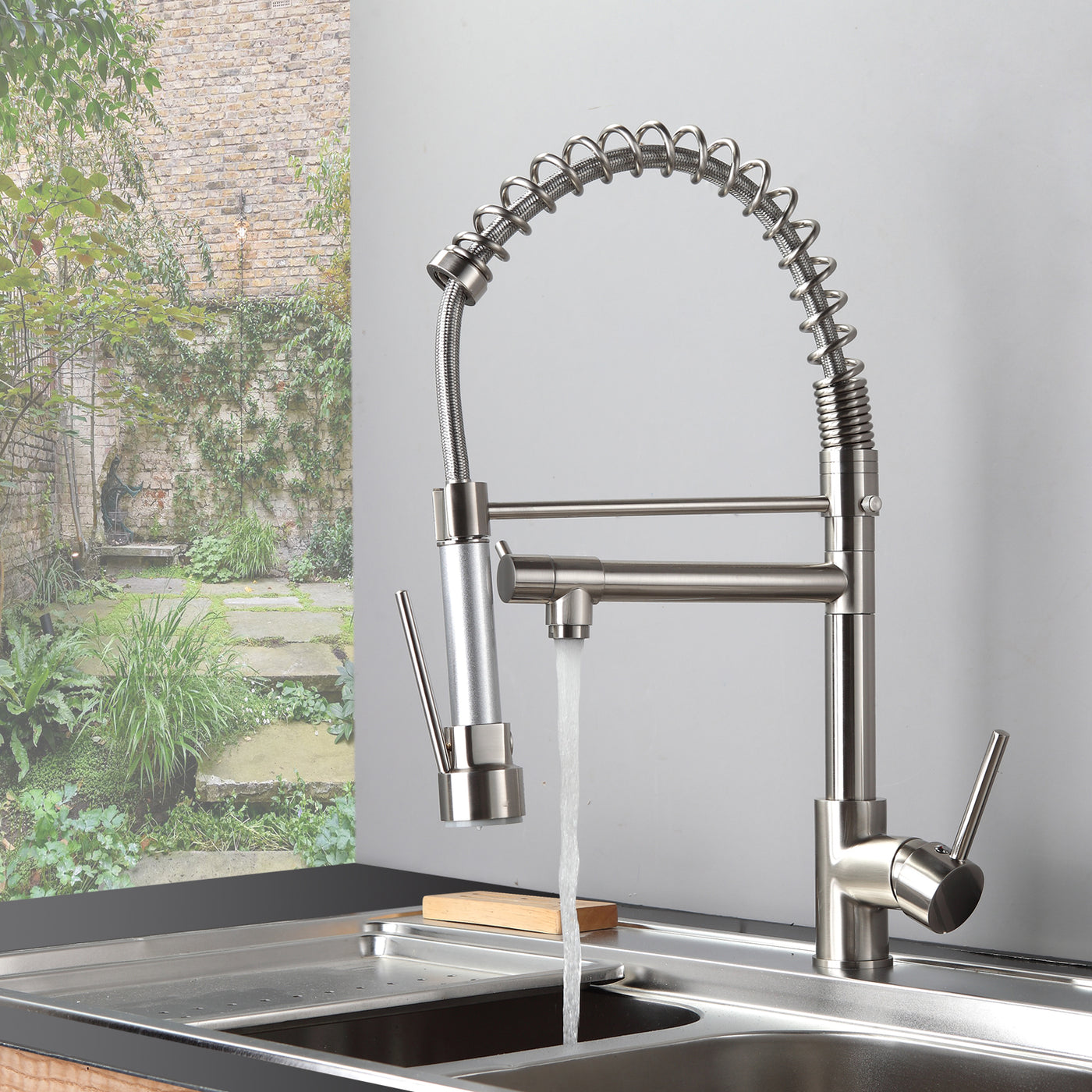 Kitchen Faucet Pull Down Sprayer Brushed Nickel Stainless Steel