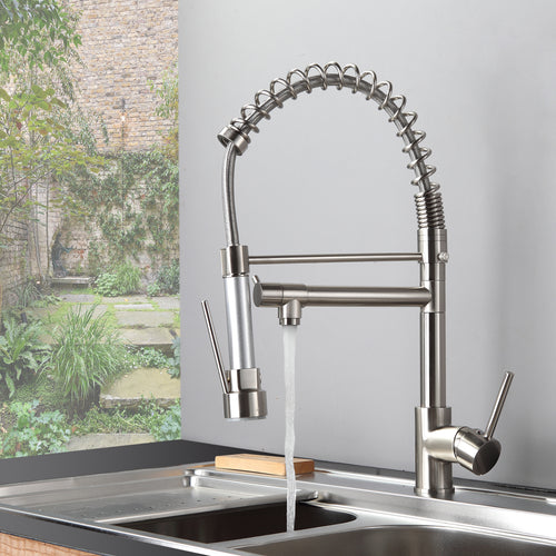 Kitchen Faucet Pull Down Sprayer Brushed Nickel Stainless Steel