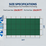 Swimming Pool Safety Cover, Fits 16x34ft Rectangular underground
