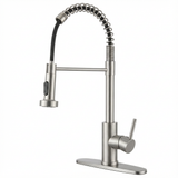 Industrial Pull Down Kitchen Faucet Brushed Nickel Stainless Steel