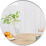 32 Inch Silver Metal Framed Round Wall Mirror