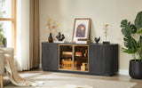 Modern 64" Wavy TV Cabinet with LED Lights Black
