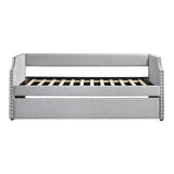 Daybed with Trundle Wood Light Gray