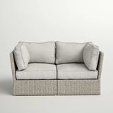 Outdoor Loveseat HDPE Wicker Gray Mix 66in Fully Assembled 600 LB