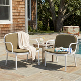 Luna Outdoor PP Club Chair Set - White Green Cushion