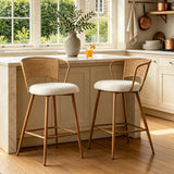 Set of 2 Metal Bar Stool Cream