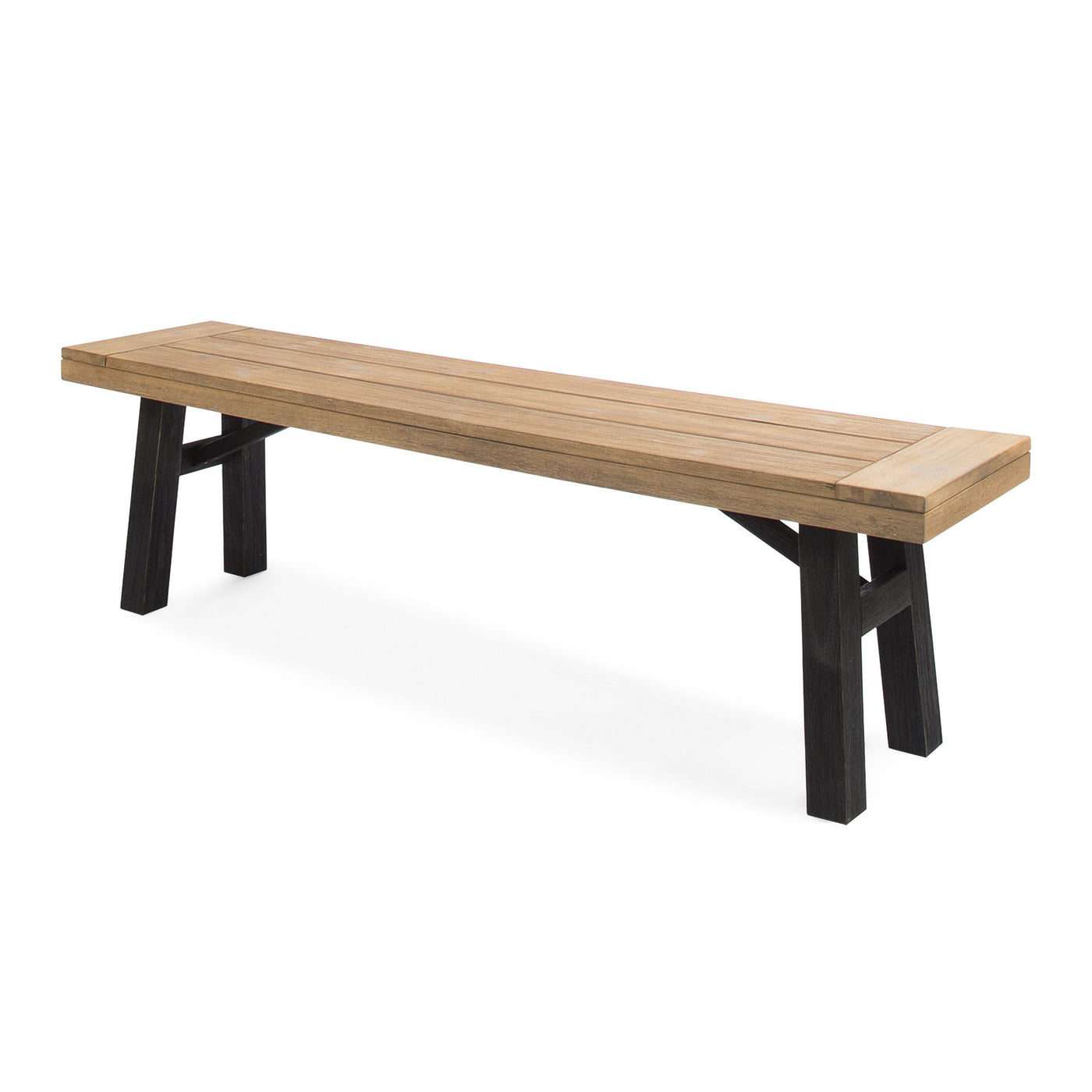 Outdoor Bench Acacia Wood Slat Panel Natural Grey