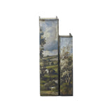 Set of 2 Decorative Book Box with Countryside Landscapes Motifs,  L:7x3x10.5' S: