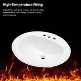 20.3 Inch Drop In Bathroom Sink White Porcelain 20.3x18 inch Ceramic Vitreous Ab