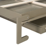 Queen Size Wall Murphy Bed with Storage, Foldable Cabinet Bed with Vanity Desk, Center Mirror & 2 Side Drawers, Distressed Gray(OLD SKU:LP000766AAE)