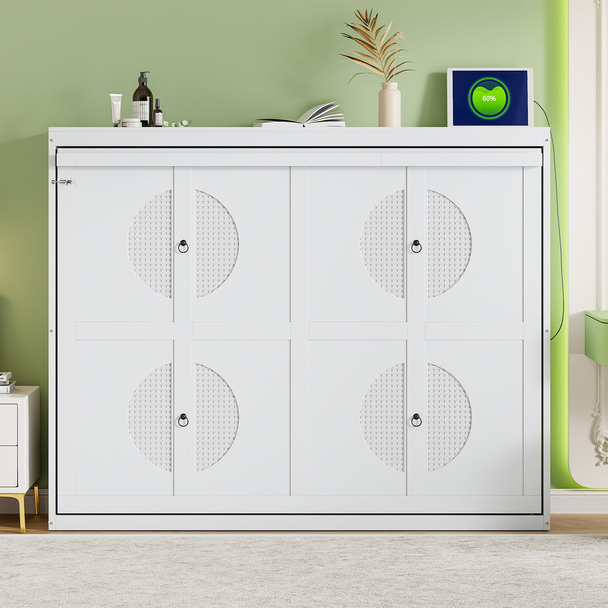 Queen Wood Murphy Bed White
