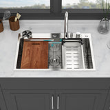 33" Drop in Waterfall Kitchen Sink