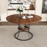 Stone Dining Table Walnut/Black 49"