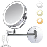 8" Rechargeable Wall Mount Magnifying Mirror with Lights 1X/10X
