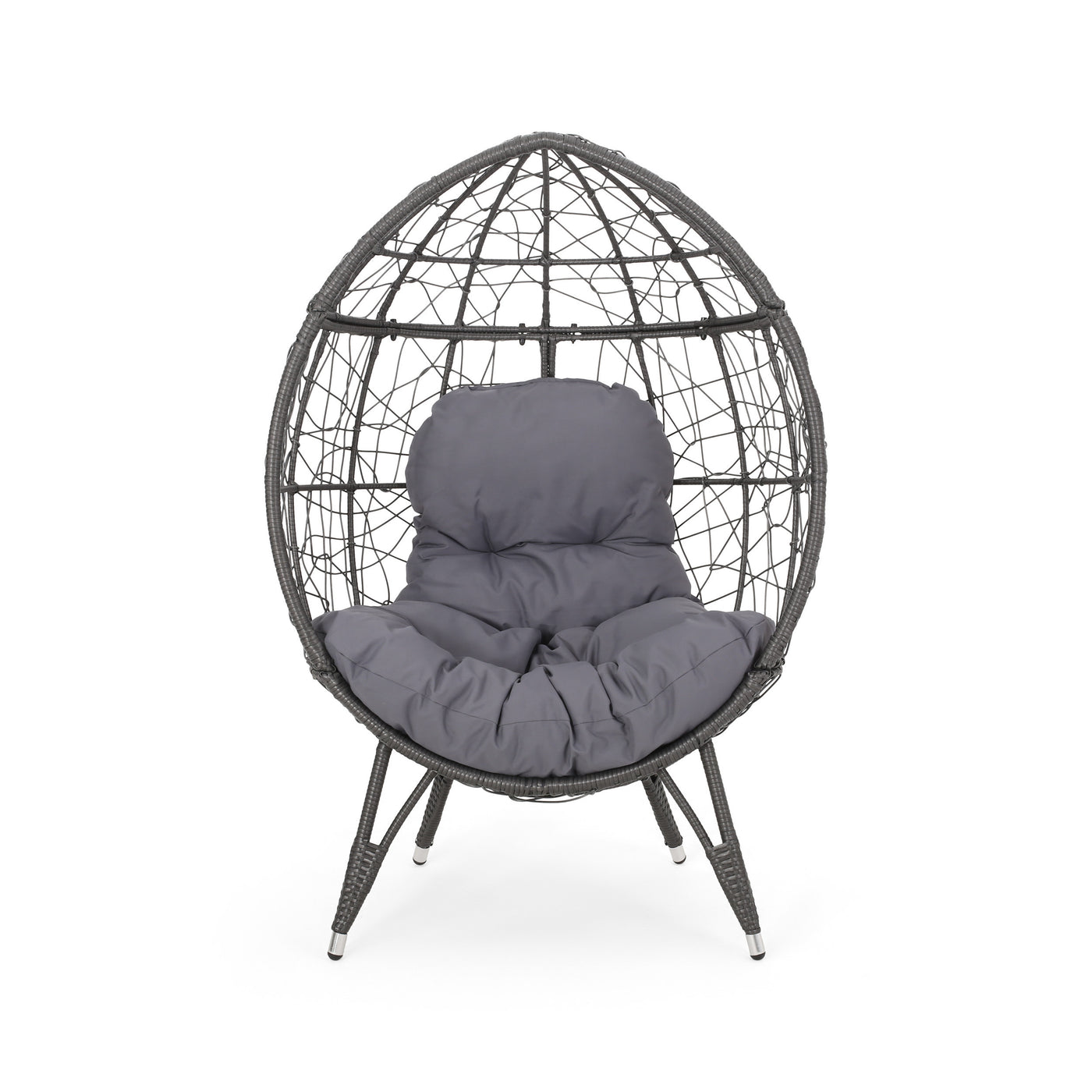 Cosmos Round Hammered Iron Teardrop Hanging Chair Grey