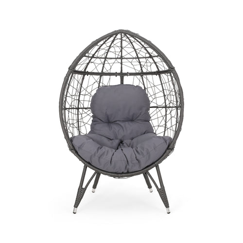 Cosmos Round Hammered Iron Teardrop Hanging Chair Grey