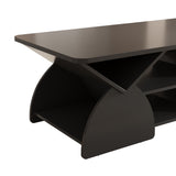 Round Engineered Wood Coffee Table with Storage Black