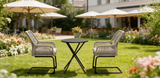 Outdoor Patio Furniture Set of 2 Metal Grey
