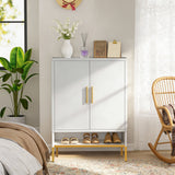 40" 2-Door 7-Tier Metal Shoe Cabinet with Adjustable Shelves