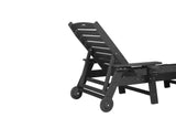 Chaise Lounge HDPE Wood Texture Black 5 Position Cup Holder 400 LB
