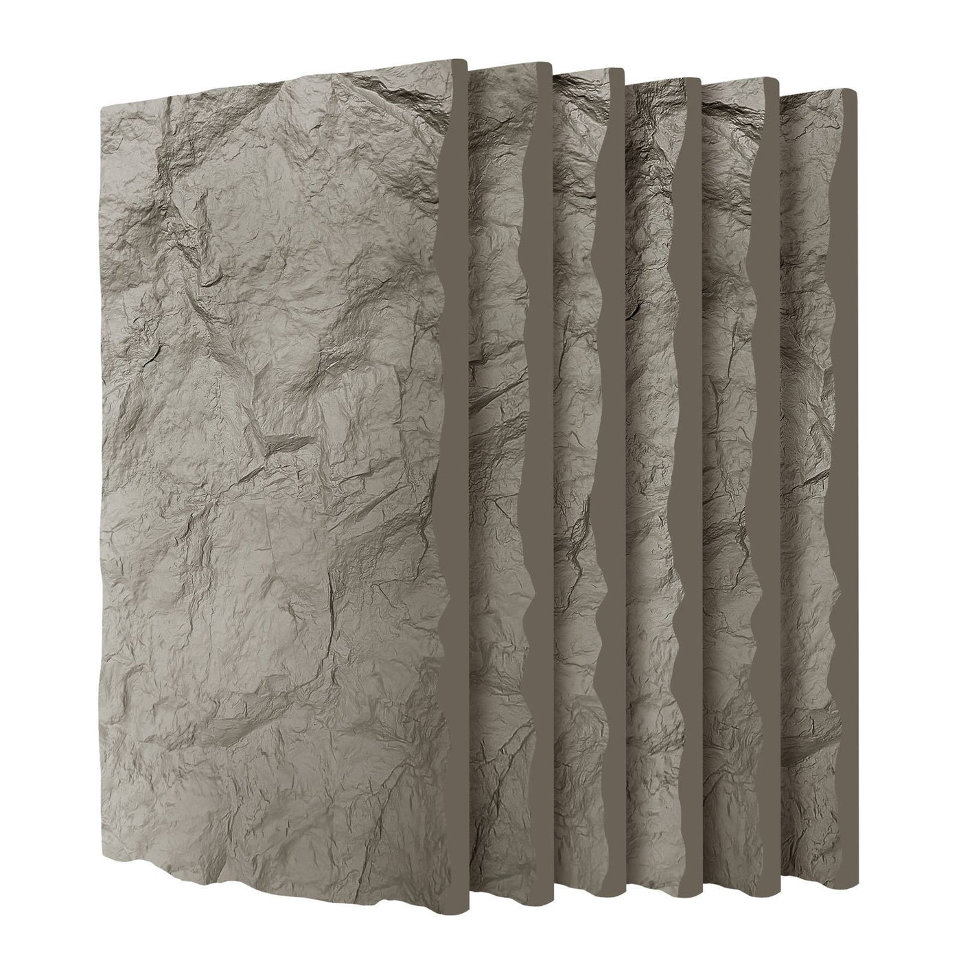 3D Faux Stone Wall Panels 6pc Wainscoting 47x24" Grey