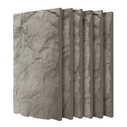 3D Faux Stone Wall Panels 6pc Wainscoting 47x24" Grey