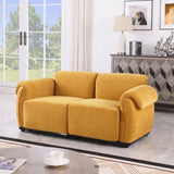 Loveseat Modular Chenille Yellow Iron Frame 2 Seat 68.5 In