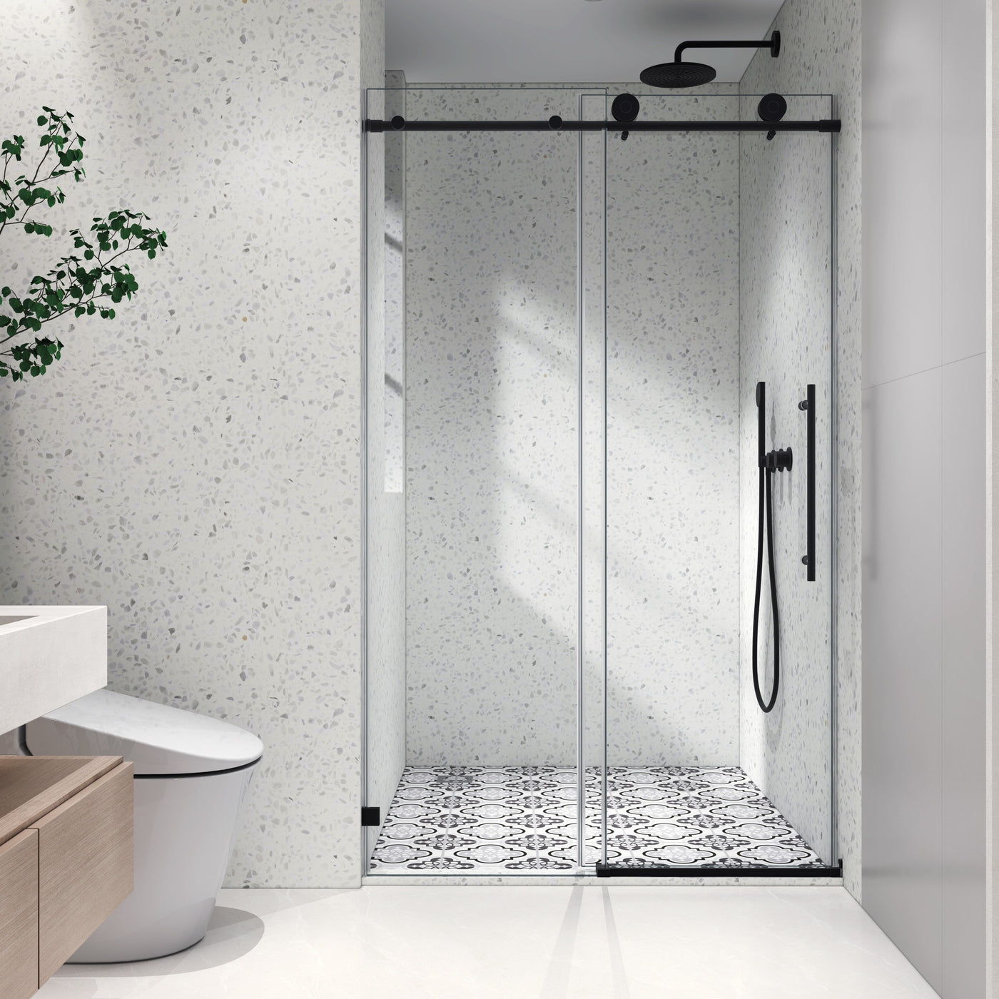 Frameless Shower Door 70MM Soft Close Pulleys Nano Easy Clean