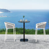 Patio Counter Stool Set of 2 - Rope & Aluminum - Optic White - 27.5"