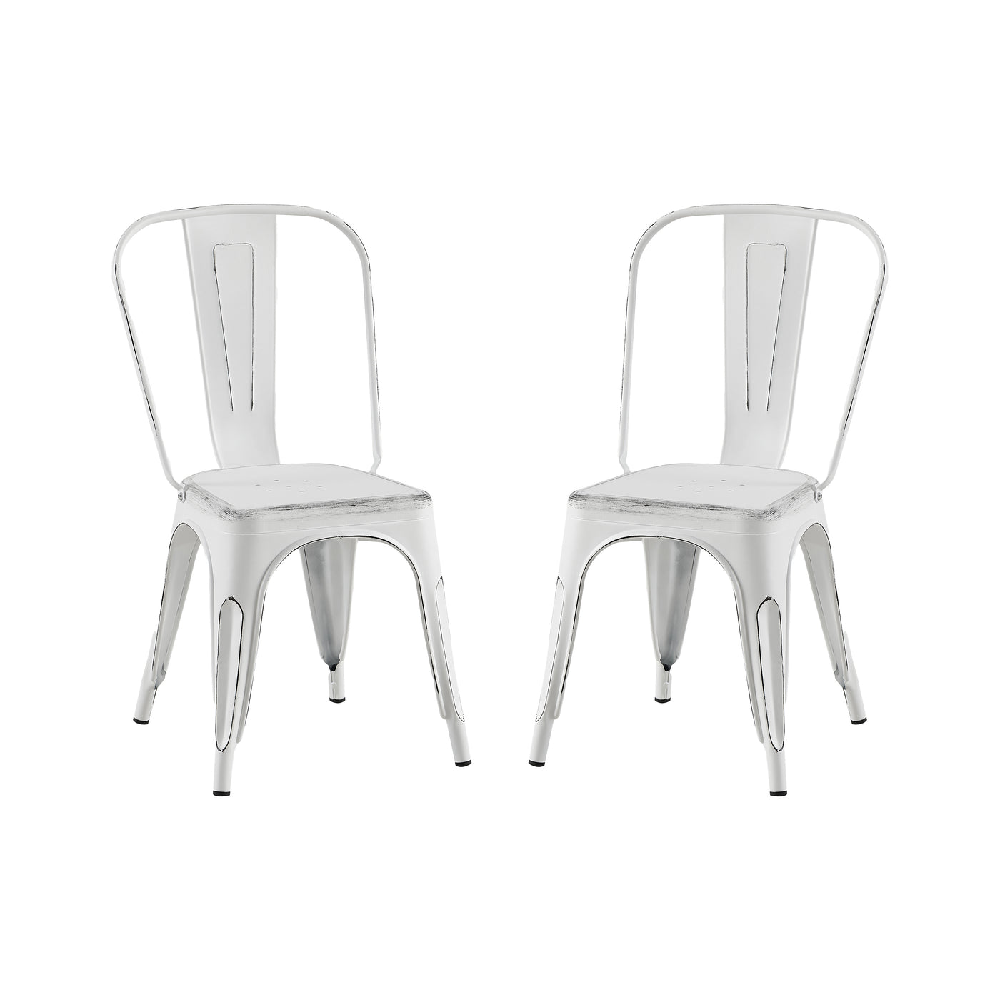 Industrial Metal Dining Chairs 18" Seat Height Set of 2