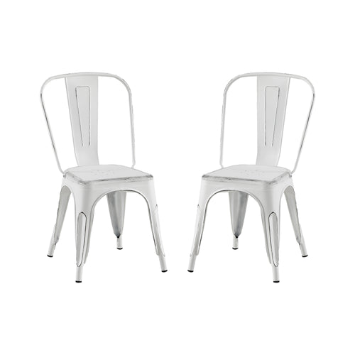 Industrial Metal Dining Chairs 18" Seat Height Set of 2