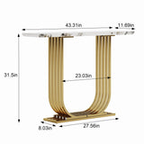 Engineered Wood Console Table White/Gold