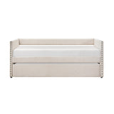 Daybed with Trundle Wood Sleeper Beige